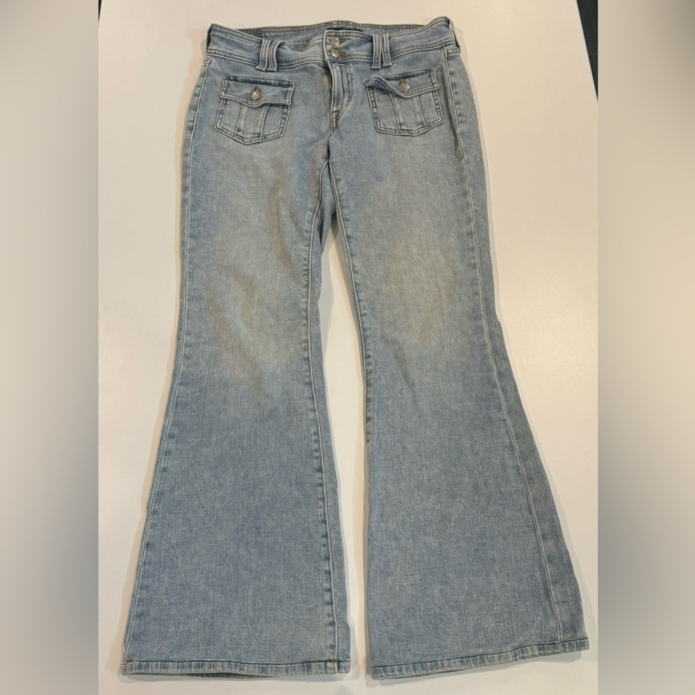 2/$20 Aeropostale Denim Flare Jeans in Light Blue 90s inspired jeans - Picture 1 of 9